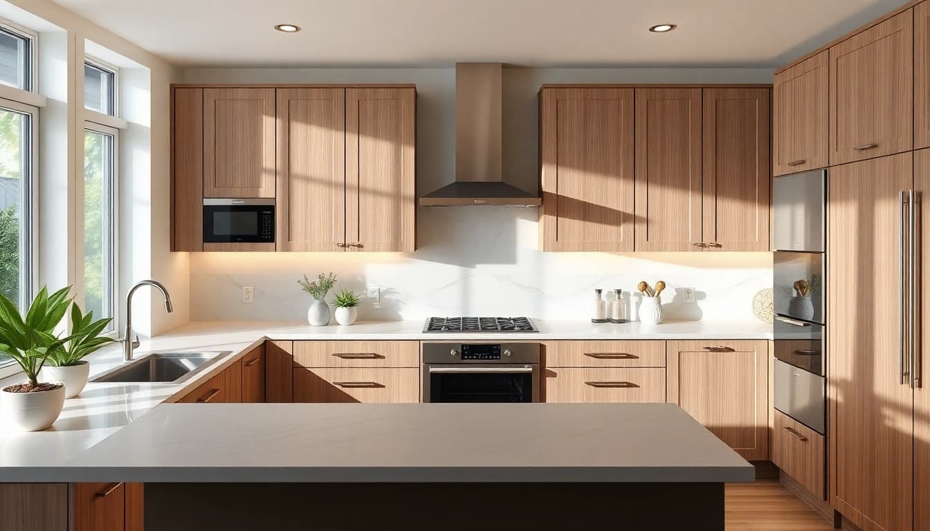 Cabinet Refacing Clearwater FL in a modern kitchen with elegant cabinetry and bright natural lighting.