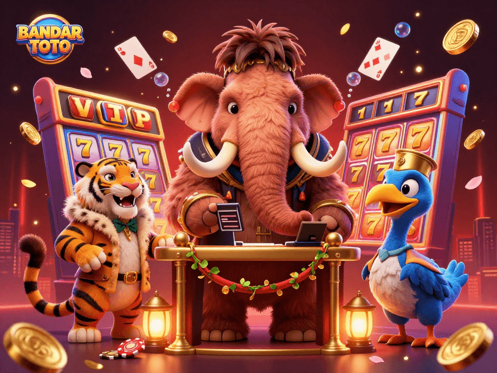 BANDAR TOTO offers thrilling slot experiences with vibrant characters in an exciting casino atmosphere.