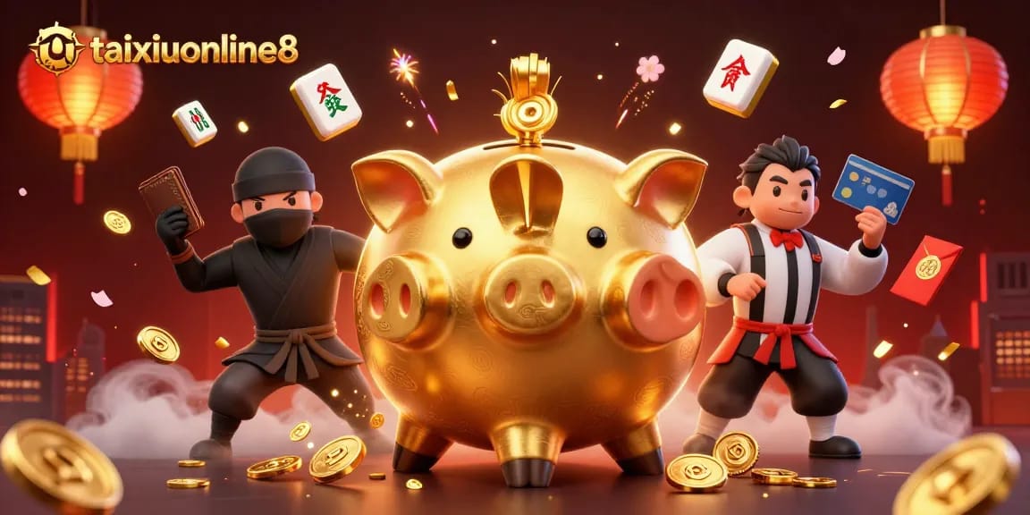 Engage in exciting gameplay at taixiuonline8 with vibrant casino elements and a dynamic trio of characters.
