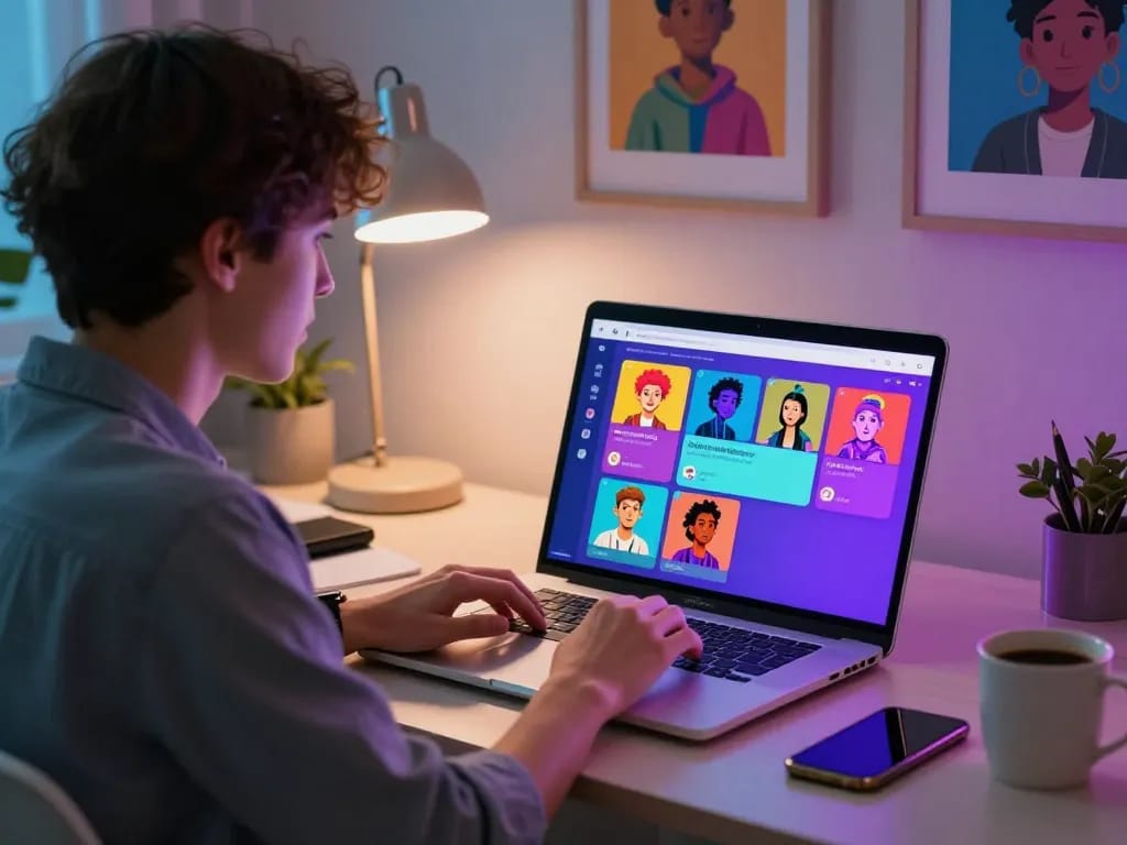 Engaging experience with Crushon interactive AI chat technology in a vibrant workspace.