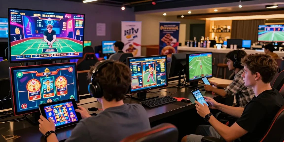 Online gaming scene at 79club featuring diverse players engaged in live casino, slots, and sports betting.