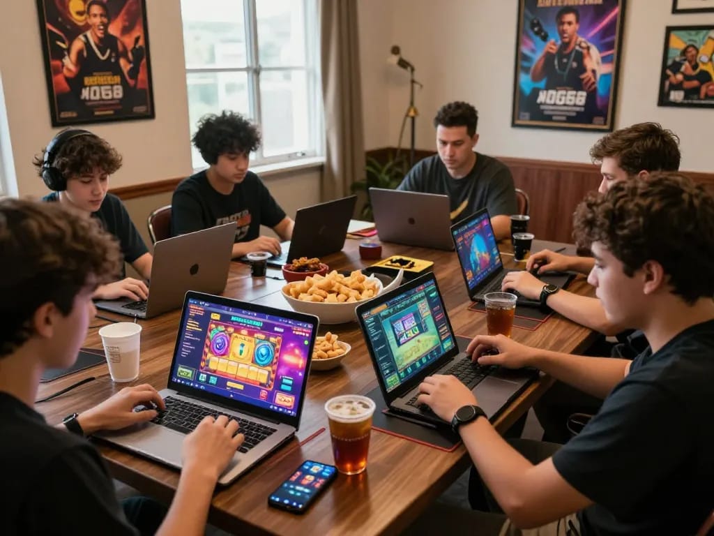 Engaged players enjoying diverse games on nhà cái KO66's platform, showcasing vibrant graphics and interactive atmosphere.