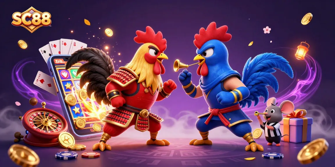 Engage in thrilling gameplay dynamics with SC88, featuring exhilarating fighting roosters and lively casino elements.
