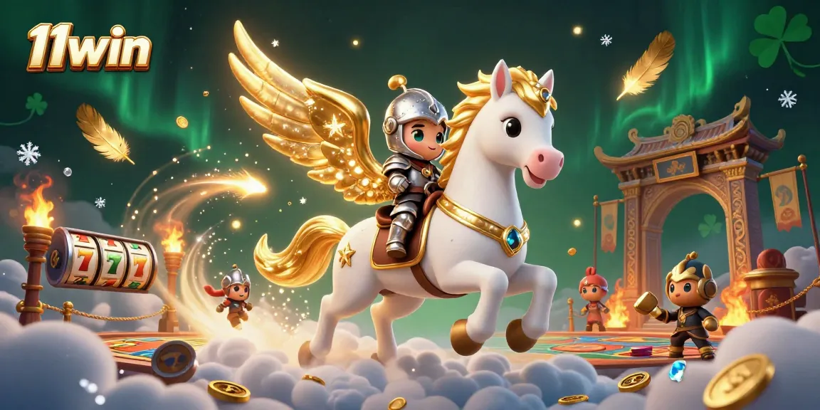Experience thrilling gameplay with 11win as a celestial knight rides a winning horse.