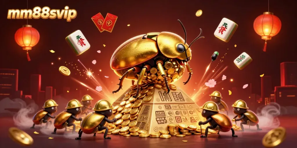 Experience thrilling gameplay at mm88svip, featuring vibrant gold coins and lively casino elements.