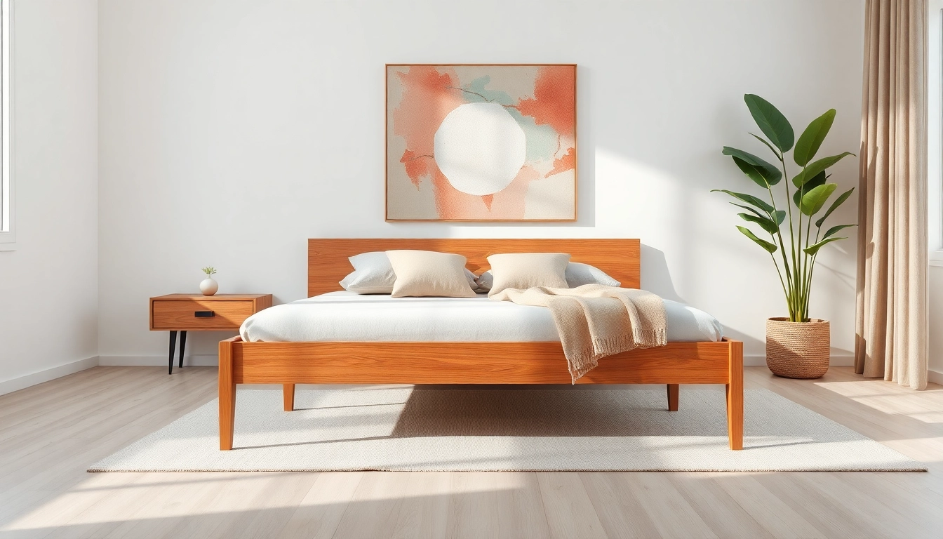 Elegant twin bed frame set in a modern bedroom, showcasing clean lines and inviting decor.