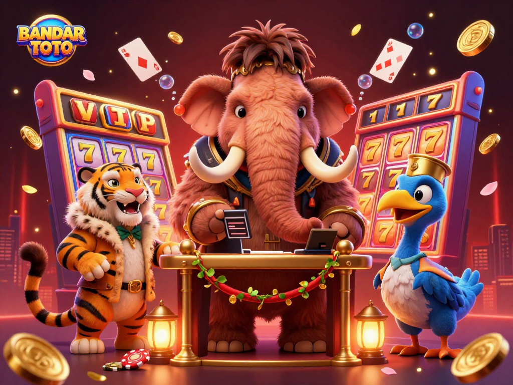 BANDAR TOTO offers thrilling slot experiences with vibrant characters in an exciting casino atmosphere.