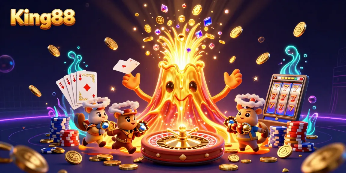 Experience thrilling games at King88 Casino with vibrant animations and rich treasure scenes.
