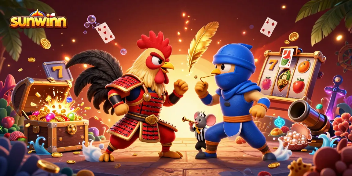 Experience the thrill of sunwinn's online casino with a fierce rooster duel showcasing exciting jackpot elements.