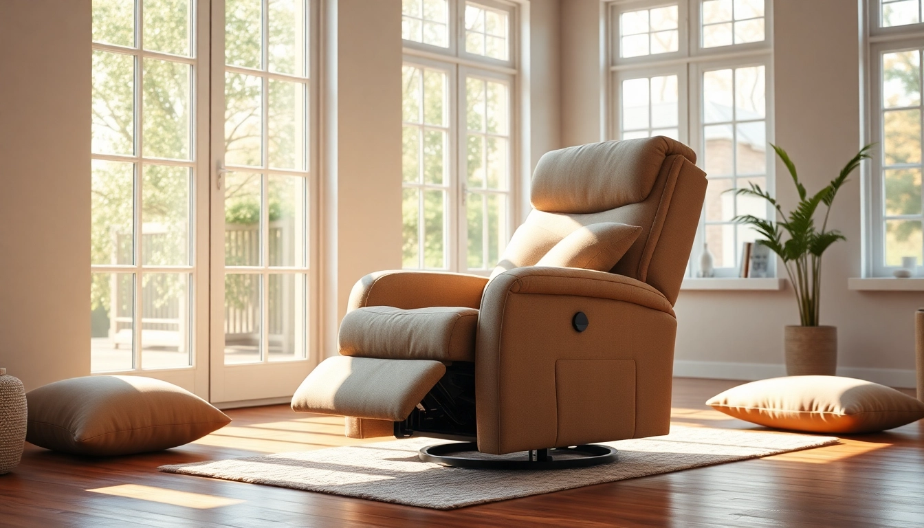 Relaxing in a stylish lift chair recliner in a contemporary living room.