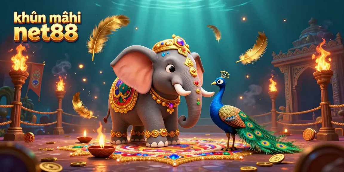 Engage with exciting khuyến mãi net88 and vibrant casino-themed visuals featuring an elephant and peacock.