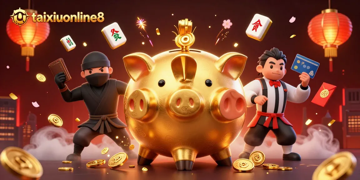 Engage in exciting gameplay at taixiuonline8 with vibrant casino elements and a dynamic trio of characters.