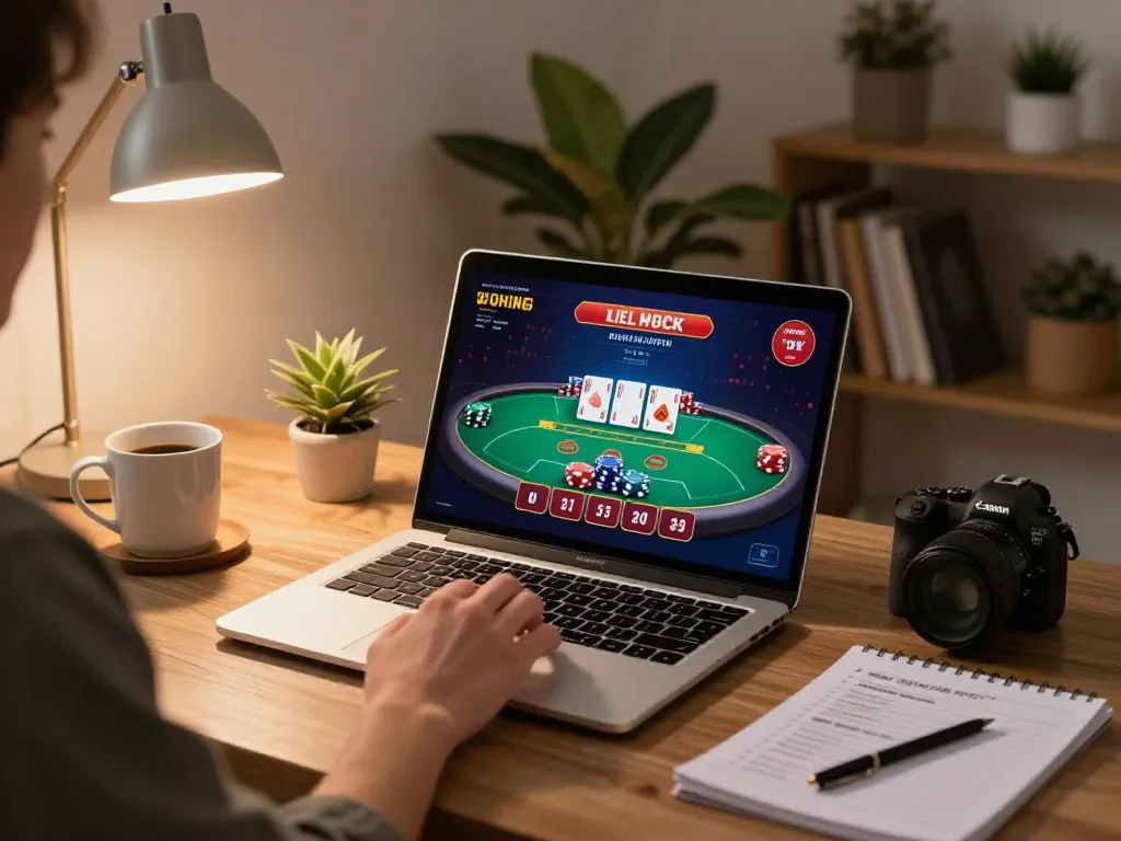 Engaging in a live poker game on GG88 platform from home, showcasing interactive gameplay.