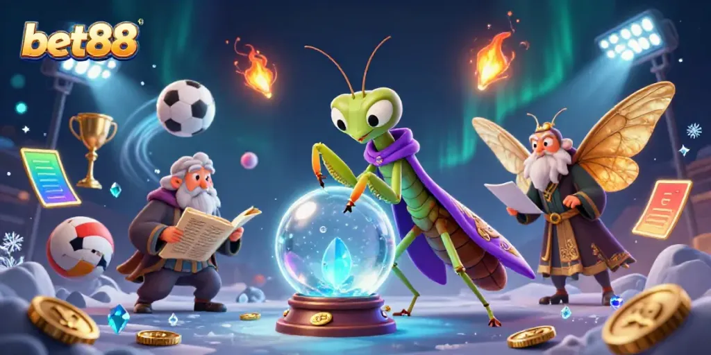 Experience the excitement of bet88 with lively characters and dynamic sports elements in a vibrant casino scene.