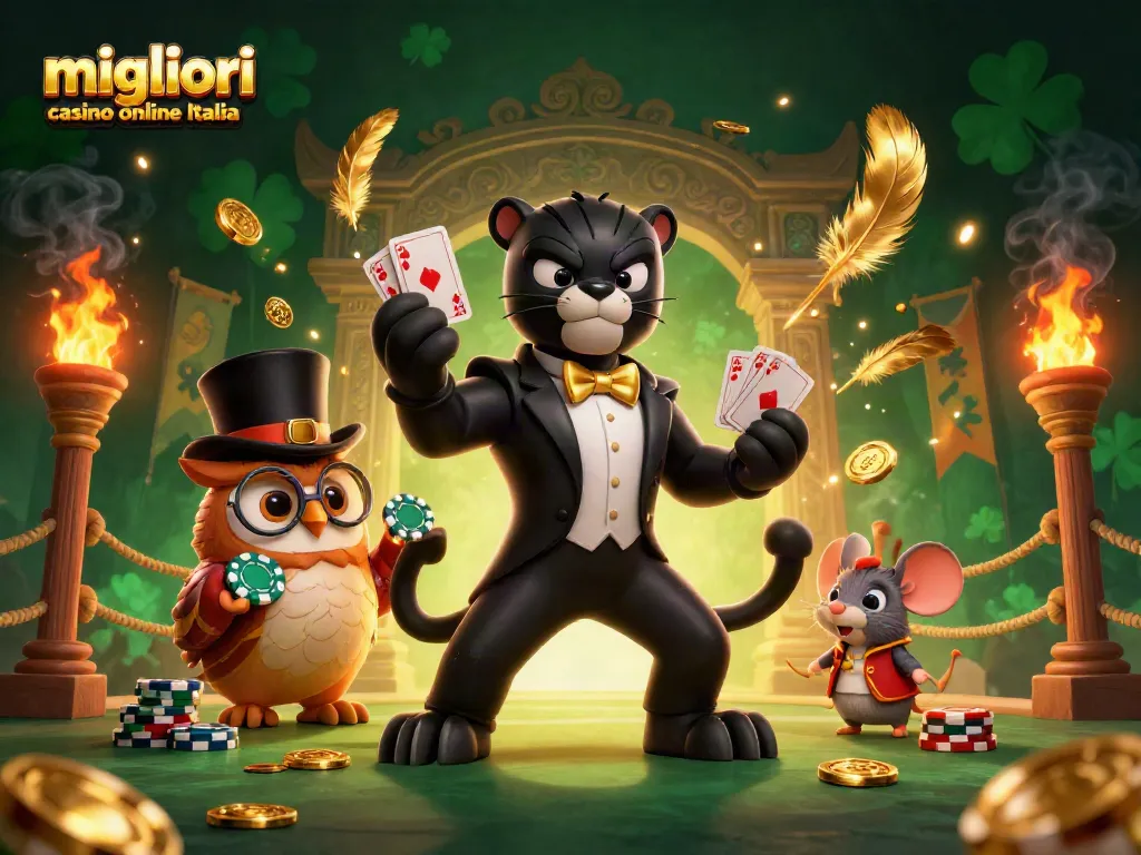 I migliori casino online Italia offrono giochi avvincenti con un pantera elegante che distribuisce carte.