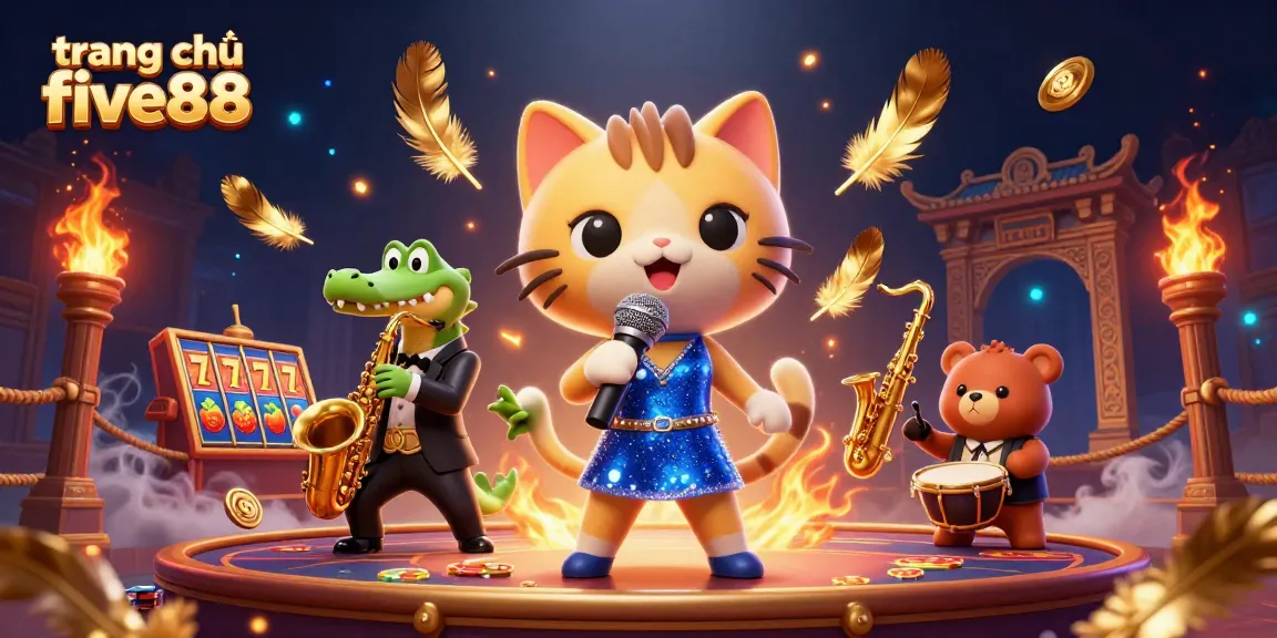 Experience the excitement of trang chủ five88 with captivating 3D casino characters in a vibrant setting.