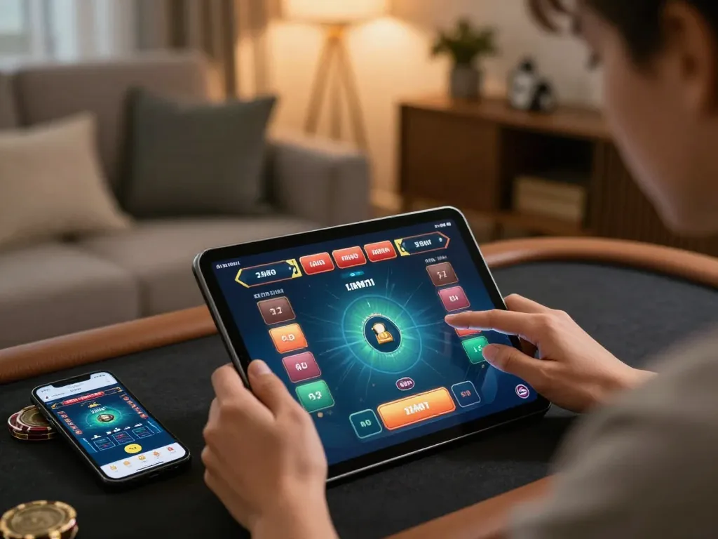 Trải nghiệm chơi game hấp dẫn với Link 12bet trên máy tính bảng trong một không gian ấm cúng tại nhà.
