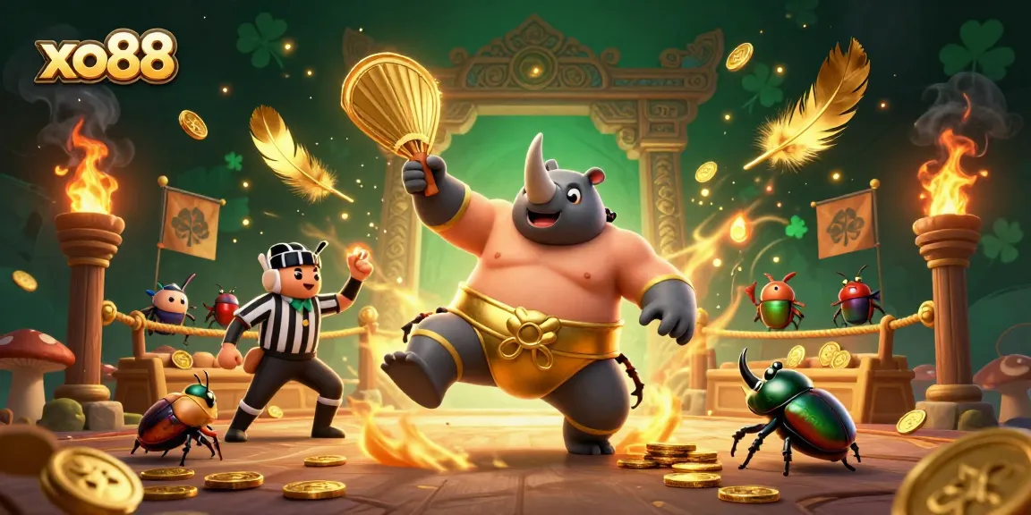 Join the excitement at xo88 with a thrilling sumo wrestling scene featuring beetle champions.