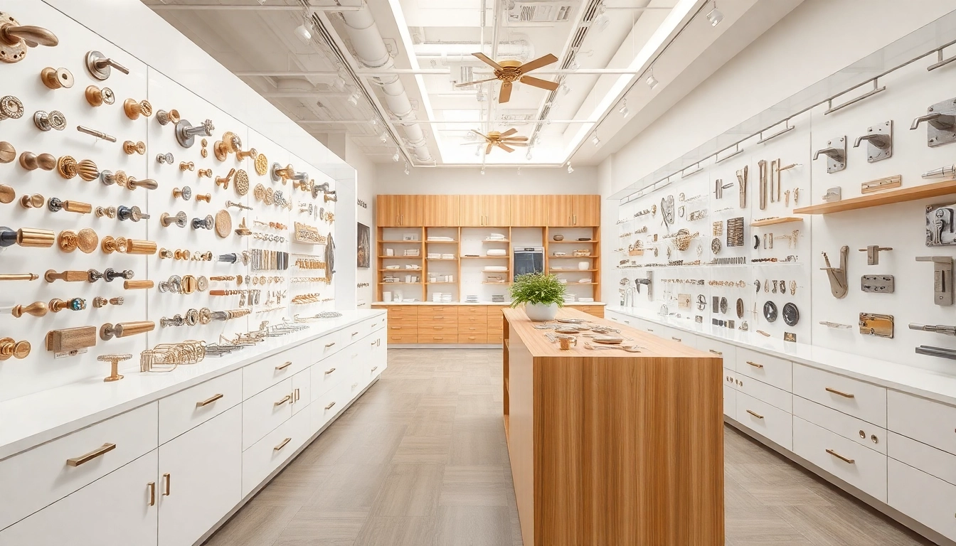 Explore premium products from a furniture hardware supplier in a sleek showroom environment.