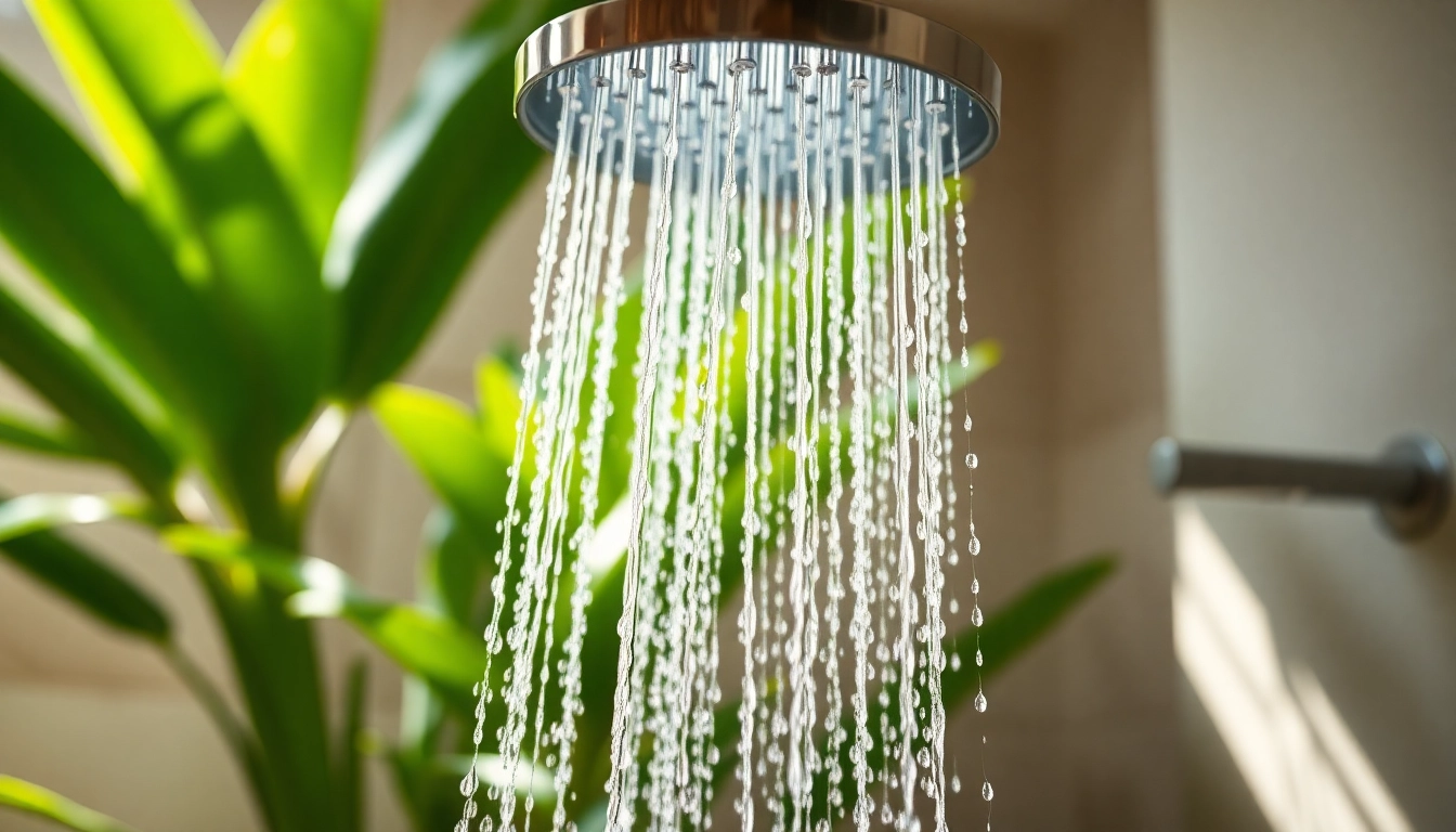 Experience elegant showers with a modern showerhead in a serene bathroom setting.