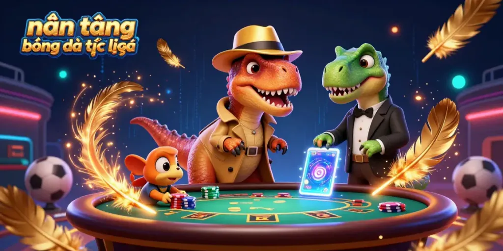 Experience the excitement of nền tảng bóng đá trực tuyến with vibrant gambling scenes filled with characters and dynamic elements.