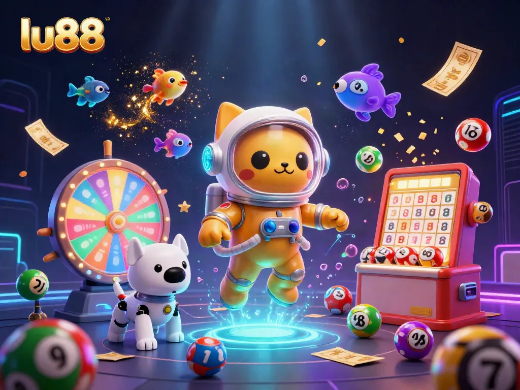 Experience thrilling gaming at lu88 with a dynamic casino scene full of excitement and vibrant elements.