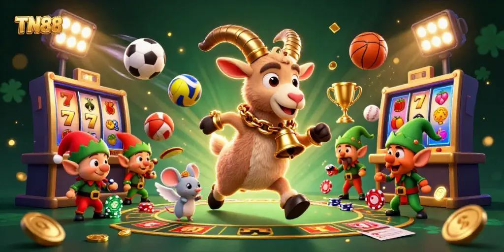 Experience the thrilling jackpot wins at TN88 with engaging games and festive spirits in a lively casino scene.