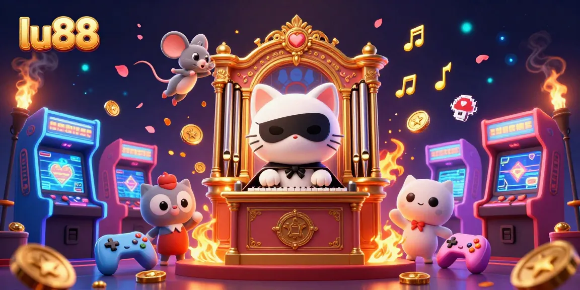 Engage with the enchanting world of lu88's casino magic featuring a cat and acrobat.