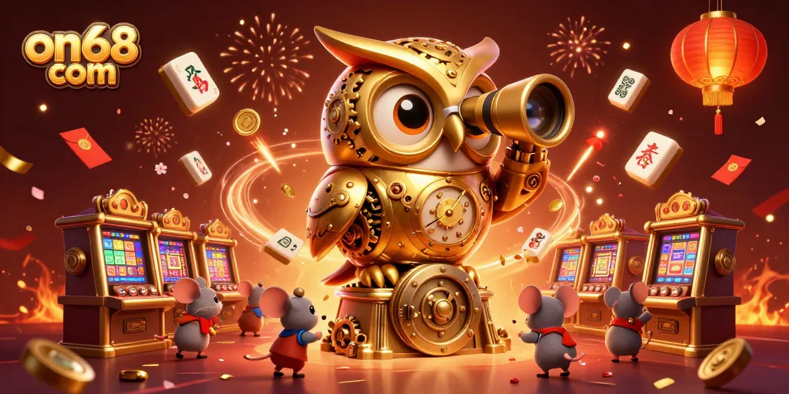 Engage with the vibrant world of on68 com, illuminated by 3D golden owl and slot games.