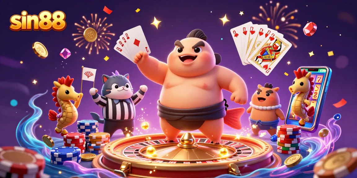 Experience sin88's vibrant casino atmosphere with dynamic characters and thrilling game elements.