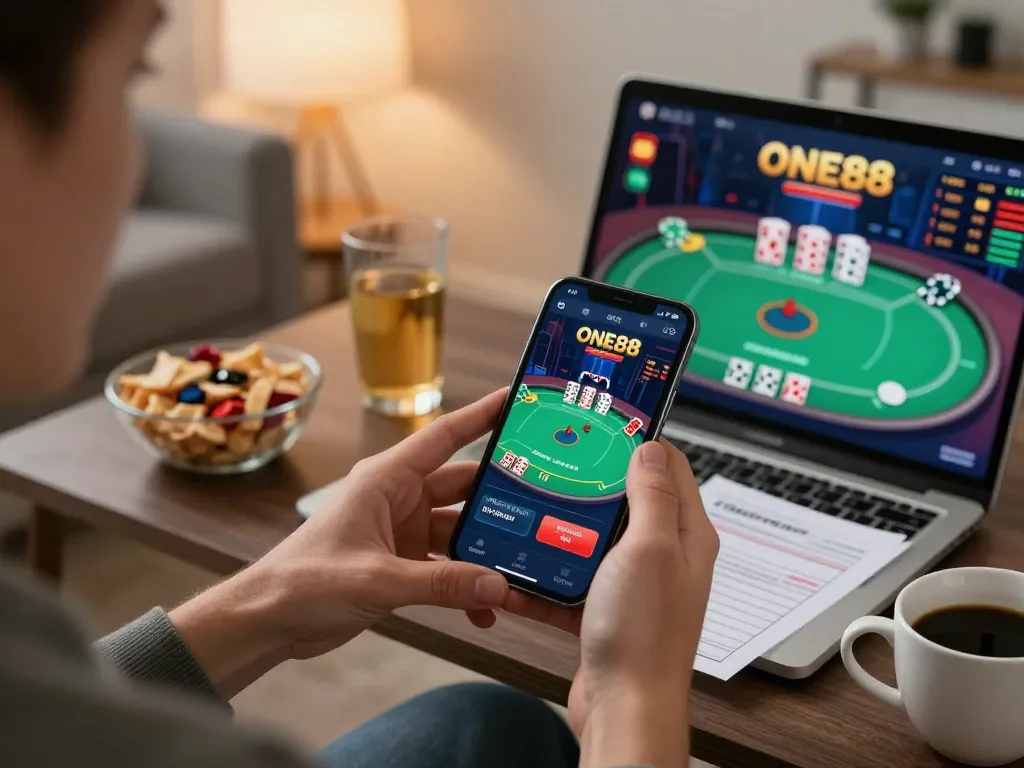 Player exploring exciting one88 mobile casino app for immersive gaming experience at home.