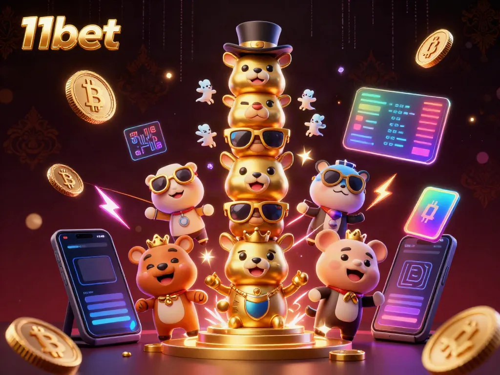 Experience the thrill of 11bet with vibrant casino elements and animated totem pole.