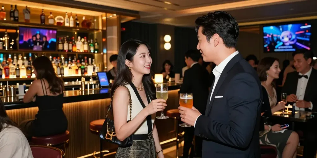 강남타이밍에서 고급스러운 유흥을 즐기는 고객들의 모습