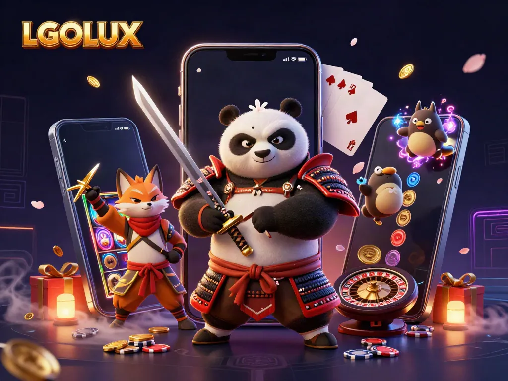 Experience thrilling action at LGOLUX with a dynamic casino scene, engaging characters, and vibrant gaming elements.