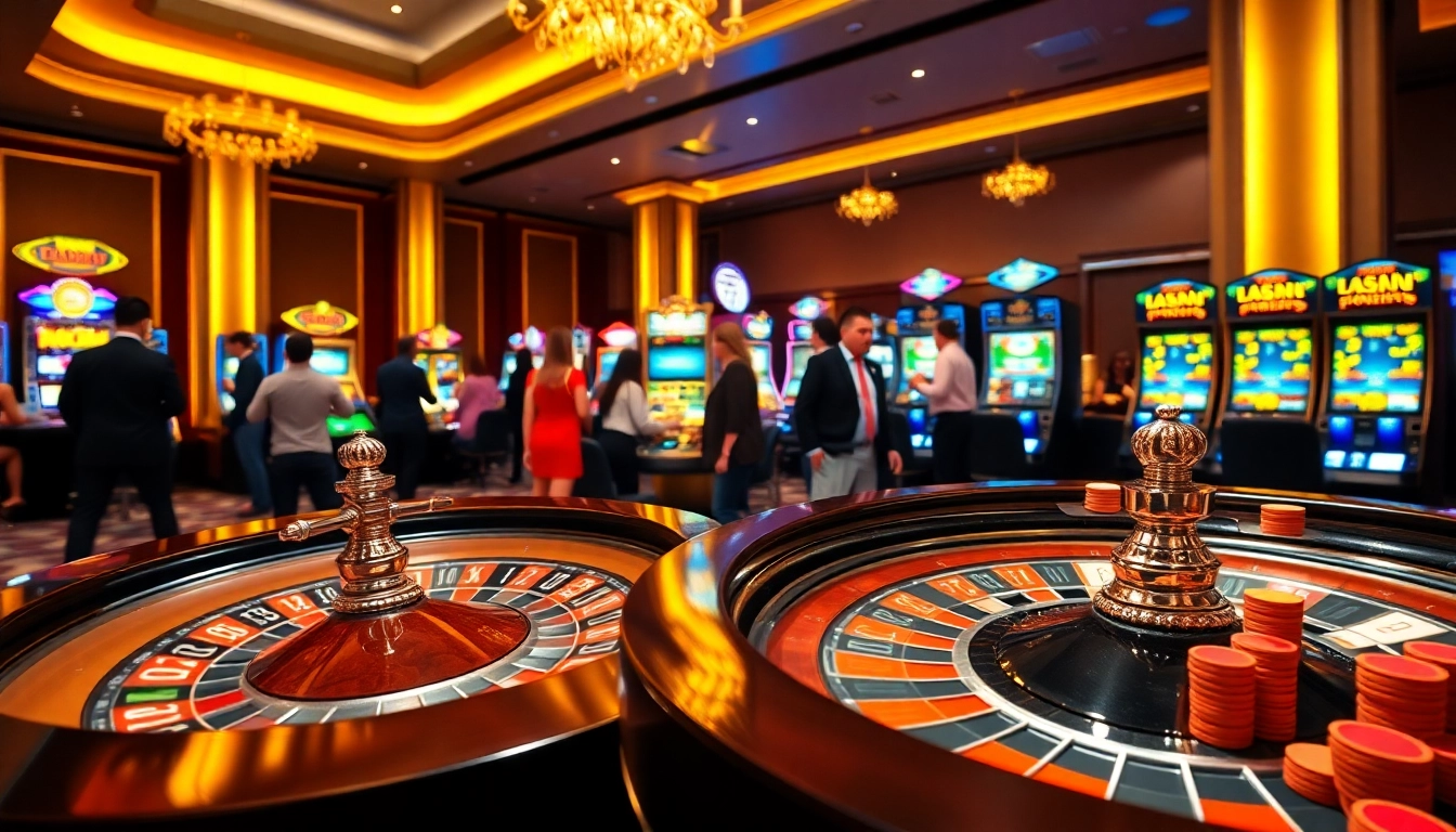 Experience thrilling casino action at https://new88.pet/ with a vibrant poker table and roulette wheel.