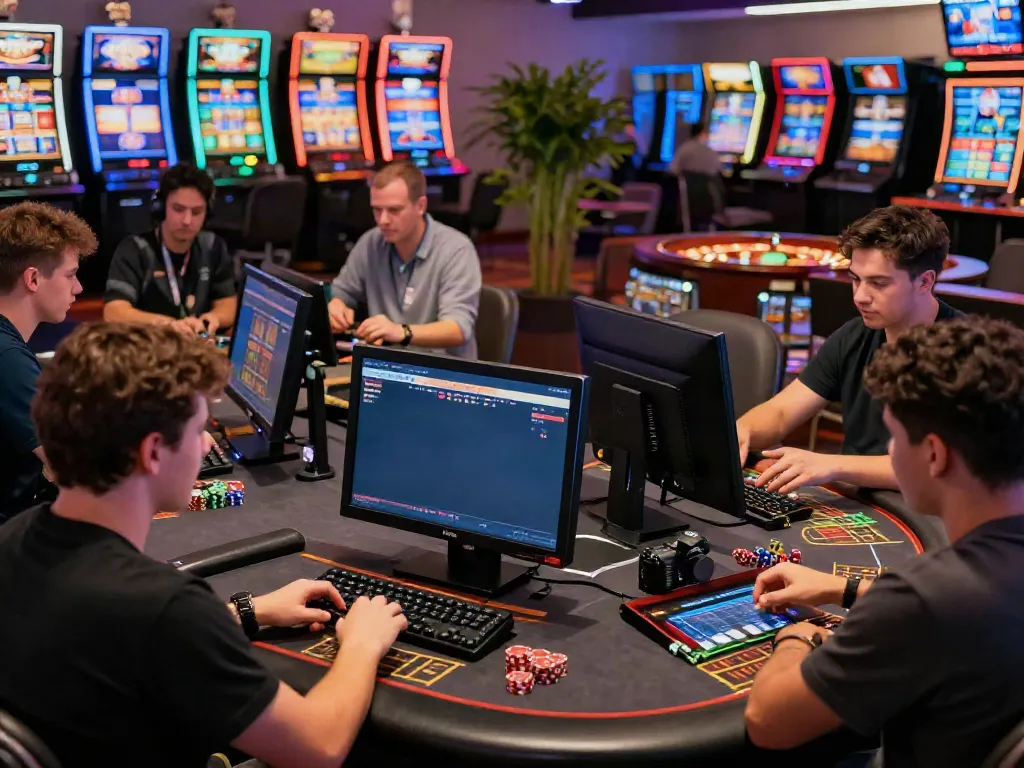 Engaging online betting atmosphere at https://net88.broker/ with gamers immersed in various activities.