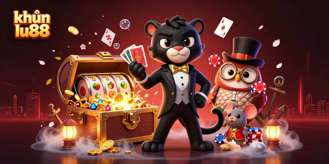 Engage with khuyến mãi lu88 as a stylish panther deals cards amidst a vibrant casino scene.