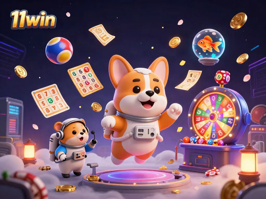 Engage with 11win's vibrant casino atmosphere, featuring cartoon characters in a dynamic game setting.