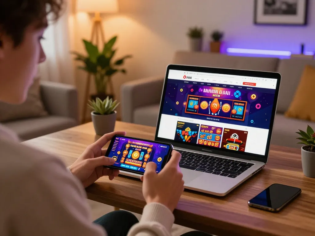 tip88 players enjoy mobile gaming with exciting casino interface on smartphone and laptop
