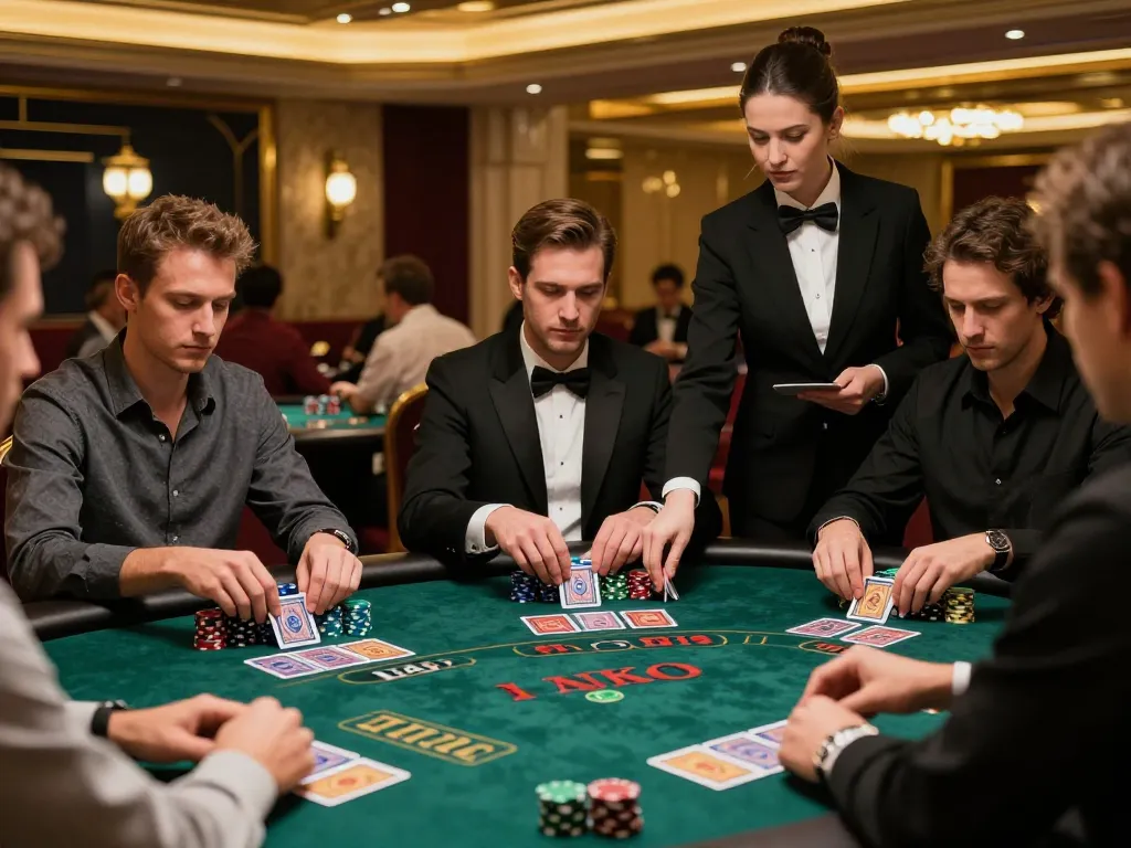 Players at 88aa live blackjack table strategizing their next moves amidst an elegant casino atmosphere.