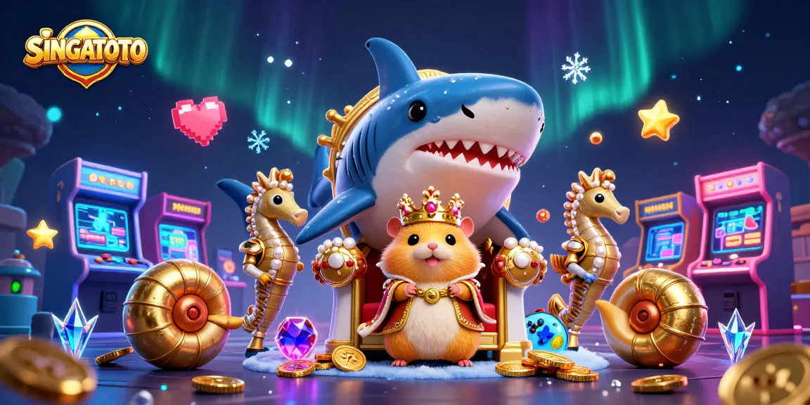 SINGATOTO memberikan pengalaman bermain dengan raja hamster emas di kursi gigi megalodon
