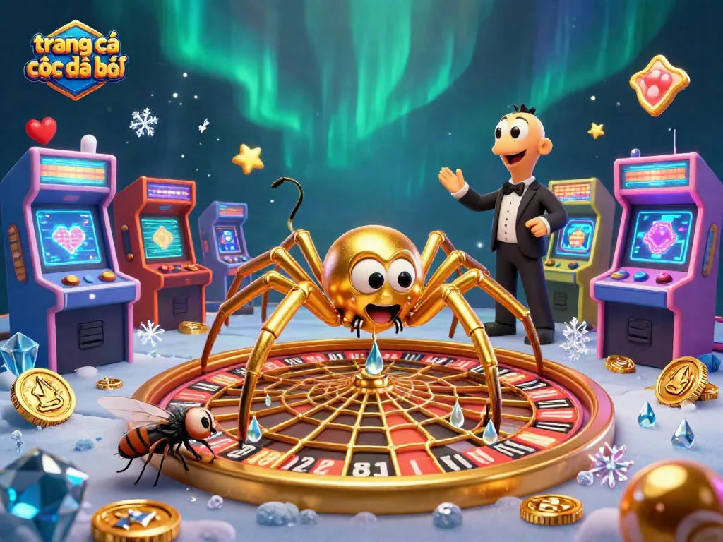 Trang cá cược đá bóng với hình ảnh nhện vàng 3D tạo ra mạng roulette và ruồi đặt cược hồi hộp