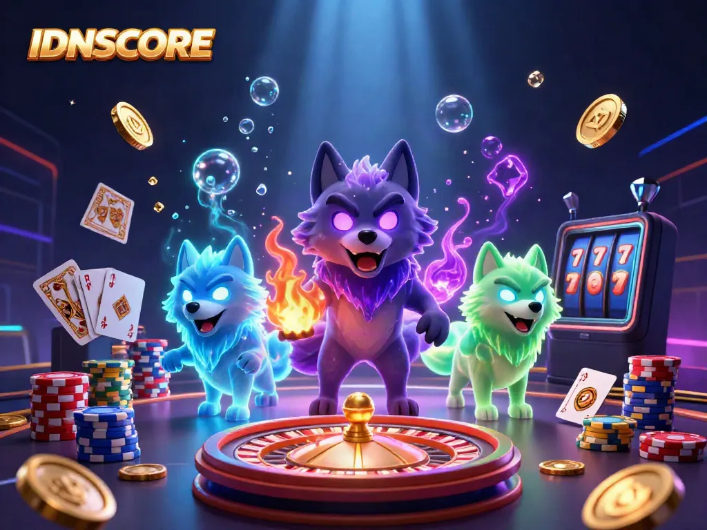 Engage with IDNSCORE's thrilling games in a vibrant and dynamic casino scene.