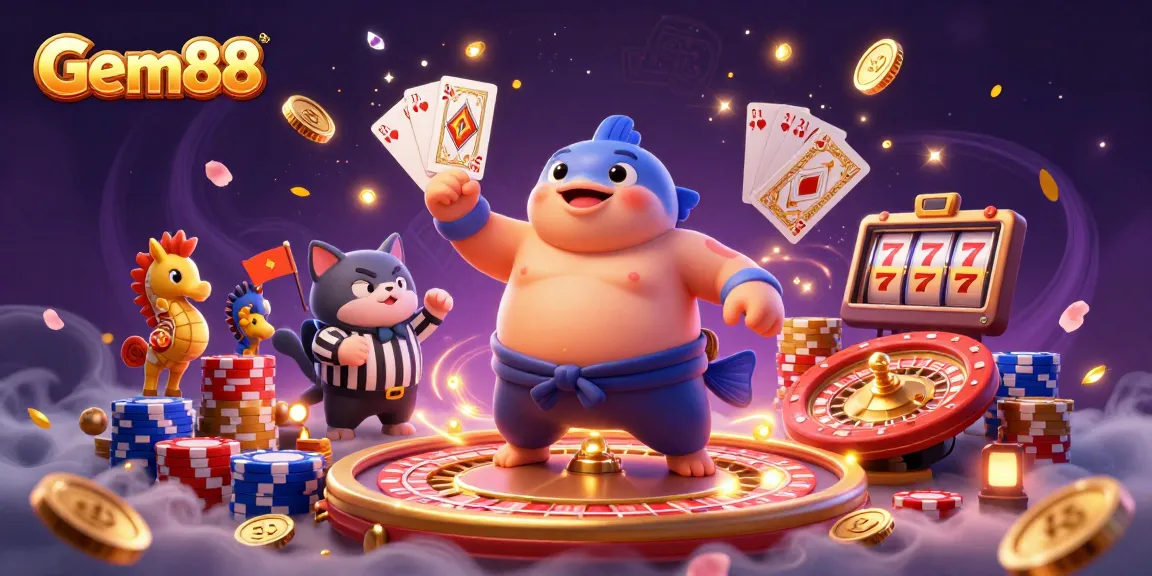 Gem88 players engage in thrilling action, experiencing vibrant casino games with stunning visuals.