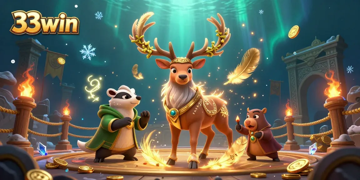 Experience the excitement of 33win with a vibrant 3D casino scene featuring engaging characters and casino elements.