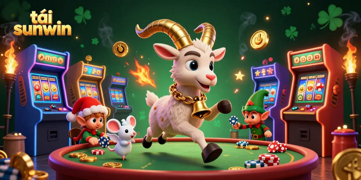 Experience the thrill as you tải sunwin in a vibrant casino setting with Krampus and whimsical characters!