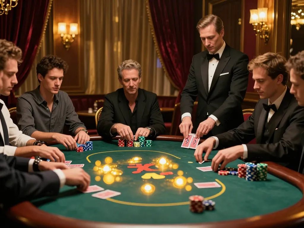 Players engaging in a high-stakes poker game at 789win casino, showcasing intense strategy and colorful chips.