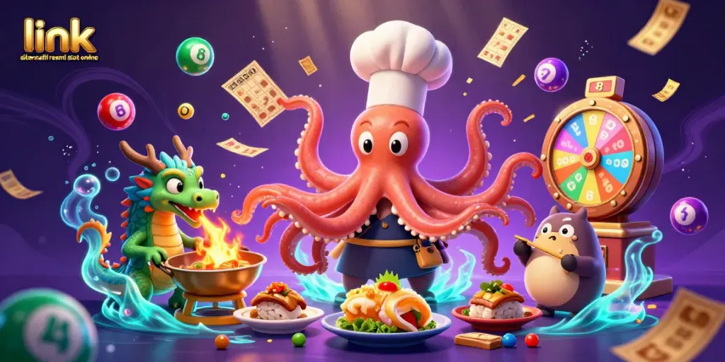 Menyiapkan hadiah menarik melalui link alternatif resmi slot online dengan karakter unik dalam ilustrasi 3D.