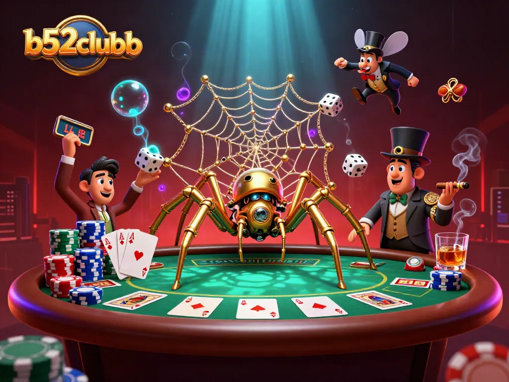 Engage in thrilling gameplay at b52clubb, where steampunk meets poker dynamics in a captivating scene.