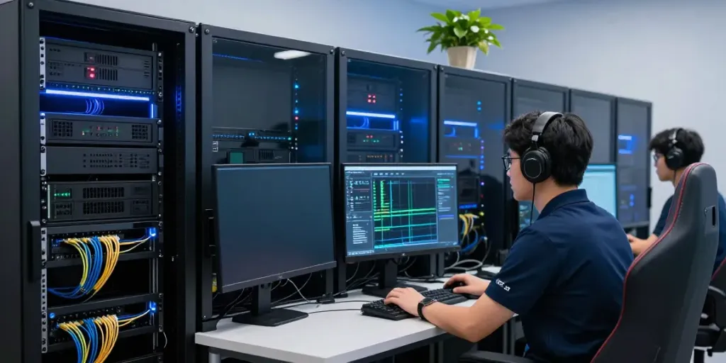 Gaming infrastructure at QQMacan showcasing advanced server technology for optimal performance.